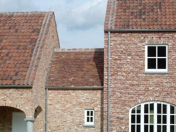 OLD RED HOLLOW HAND MADE ROOF TILES AND OLD BURGUNDY HAND MADE ROOF TILES