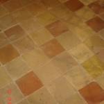 OLD MAINLY YELLOW, PINKISH FLAMED TERRACOTTA TILE 20X20 CM.