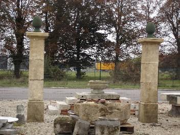OLD LIMESTONE AND BLUE STONE PILARS 