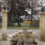 OLD LIMESTONE AND BLUE STONE PILARS 